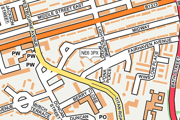 NE6 3PX map - OS OpenMap – Local (Ordnance Survey)
