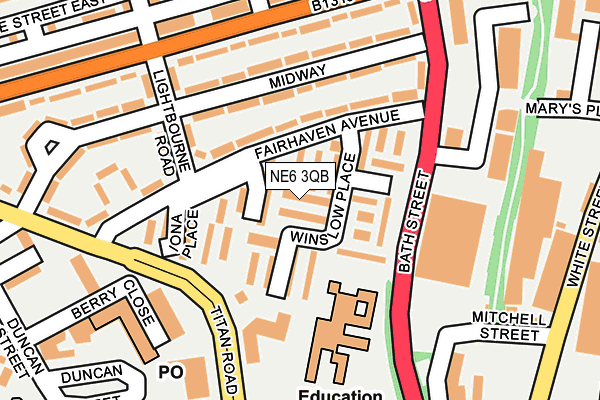 NE6 3QB map - OS OpenMap – Local (Ordnance Survey)