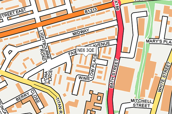 NE6 3QE map - OS OpenMap – Local (Ordnance Survey)