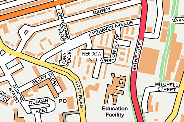 NE6 3QW map - OS OpenMap – Local (Ordnance Survey)