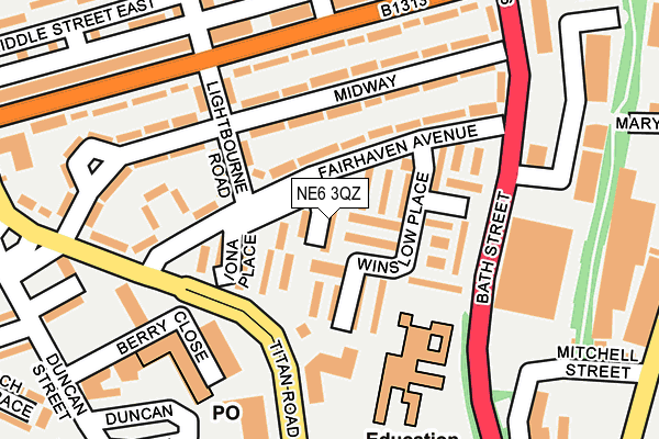 NE6 3QZ map - OS OpenMap – Local (Ordnance Survey)