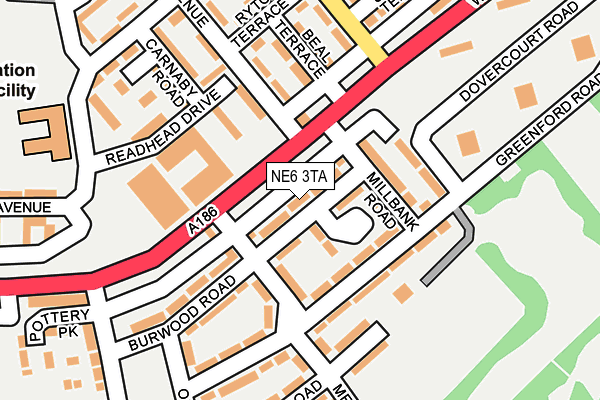 NE6 3TA map - OS OpenMap – Local (Ordnance Survey)