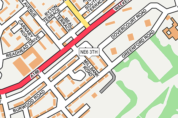 NE6 3TH map - OS OpenMap – Local (Ordnance Survey)