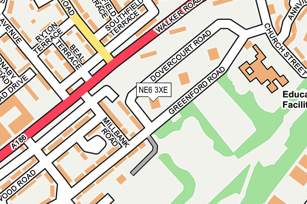 NE6 3XE map - OS OpenMap – Local (Ordnance Survey)