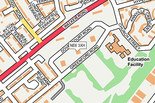 NE6 3XH map - OS OpenMap – Local (Ordnance Survey)