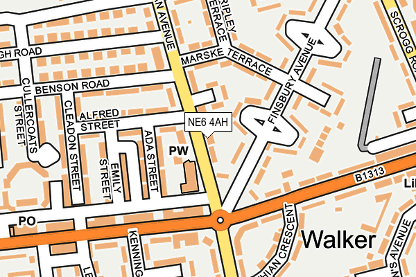 NE6 4AH map - OS OpenMap – Local (Ordnance Survey)