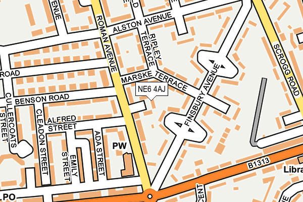 NE6 4AJ map - OS OpenMap – Local (Ordnance Survey)