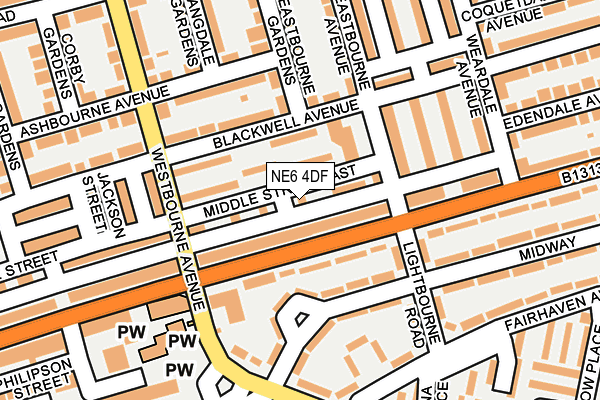 NE6 4DF map - OS OpenMap – Local (Ordnance Survey)