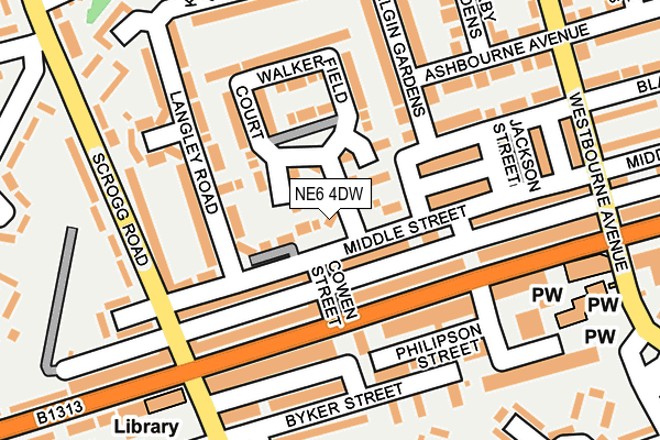 NE6 4DW map - OS OpenMap – Local (Ordnance Survey)