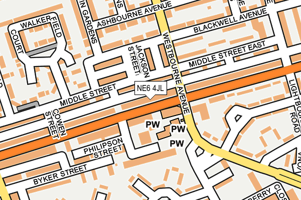 NE6 4JL map - OS OpenMap – Local (Ordnance Survey)