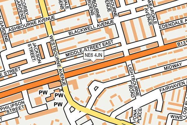 NE6 4JN map - OS OpenMap – Local (Ordnance Survey)