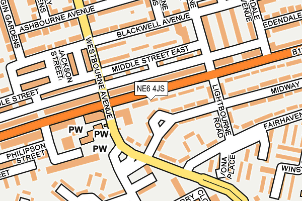 NE6 4JS map - OS OpenMap – Local (Ordnance Survey)