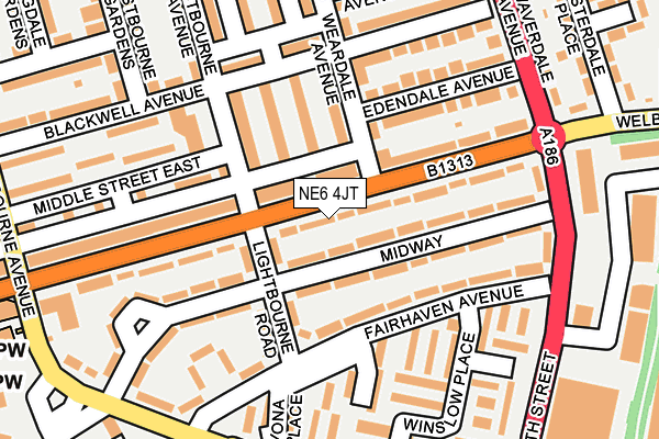 NE6 4JT map - OS OpenMap – Local (Ordnance Survey)