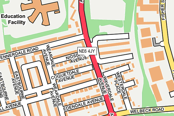 NE6 4JY map - OS OpenMap – Local (Ordnance Survey)