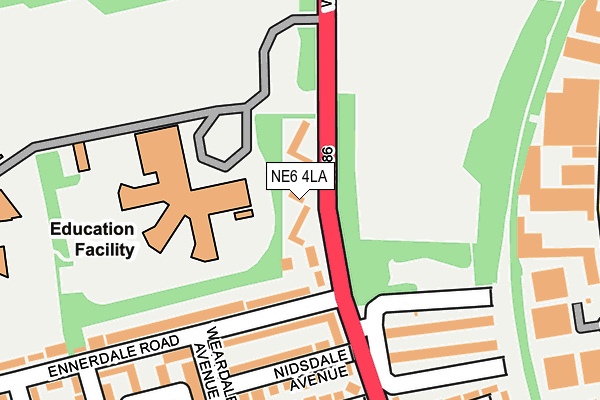 NE6 4LA map - OS OpenMap – Local (Ordnance Survey)