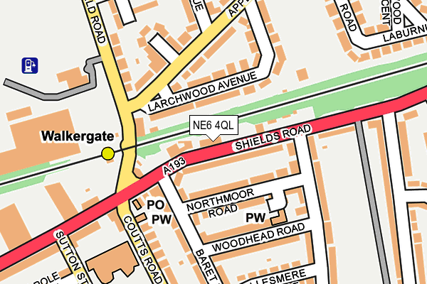 Map of WALKERGATE TYRES LTD at local scale