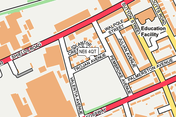 NE6 4QT map - OS OpenMap – Local (Ordnance Survey)