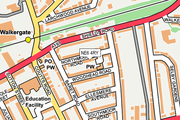 NE6 4RY map - OS OpenMap – Local (Ordnance Survey)