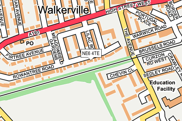 NE6 4TE map - OS OpenMap – Local (Ordnance Survey)