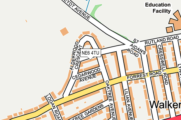 NE6 4TU map - OS OpenMap – Local (Ordnance Survey)