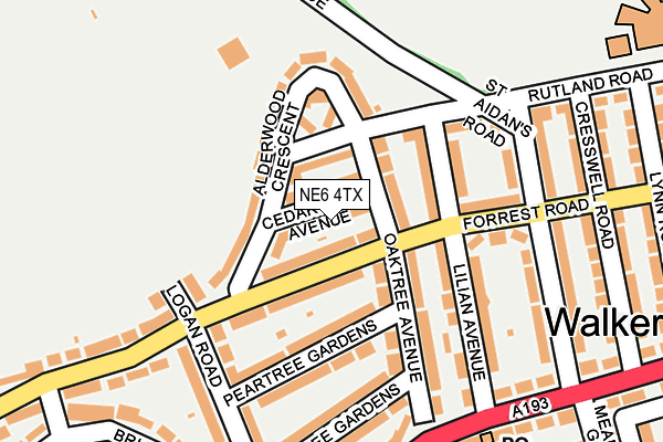 NE6 4TX map - OS OpenMap – Local (Ordnance Survey)