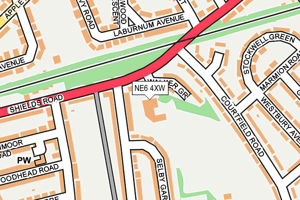 NE6 4XW map - OS OpenMap – Local (Ordnance Survey)