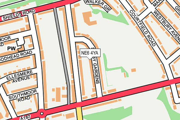 NE6 4YA map - OS OpenMap – Local (Ordnance Survey)