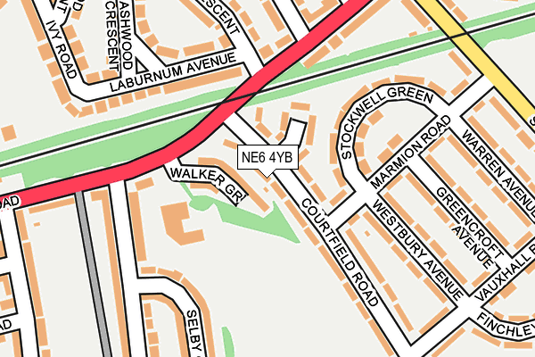 NE6 4YB map - OS OpenMap – Local (Ordnance Survey)