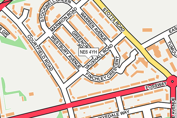 NE6 4YH map - OS OpenMap – Local (Ordnance Survey)