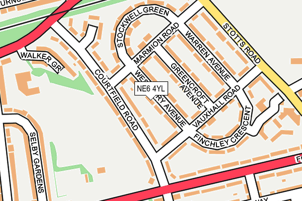 NE6 4YL map - OS OpenMap – Local (Ordnance Survey)