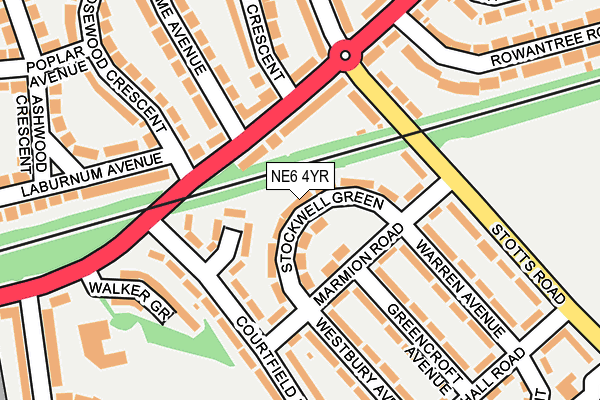 NE6 4YR map - OS OpenMap – Local (Ordnance Survey)