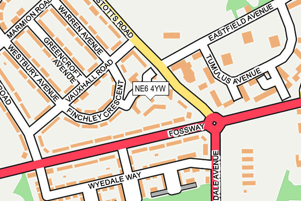 NE6 4YW map - OS OpenMap – Local (Ordnance Survey)