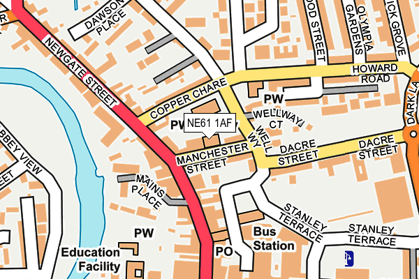 NE61 1AF map - OS OpenMap – Local (Ordnance Survey)