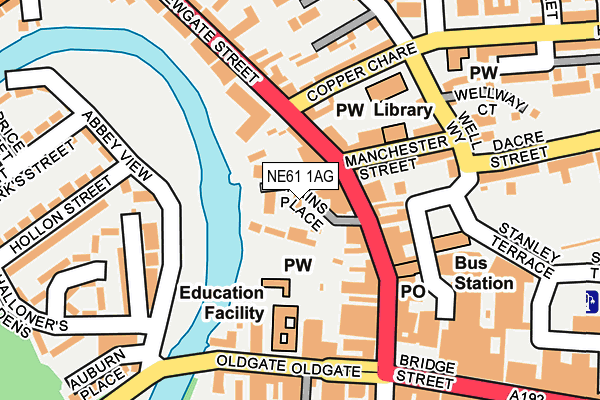 NE61 1AG map - OS OpenMap – Local (Ordnance Survey)