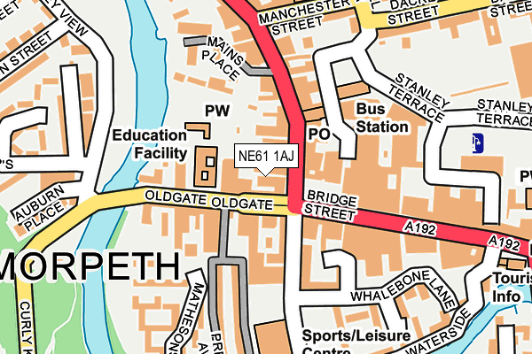 NE61 1AJ map - OS OpenMap – Local (Ordnance Survey)