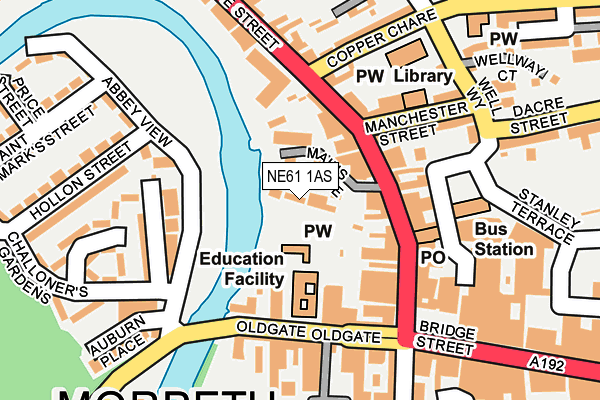 NE61 1AS map - OS OpenMap – Local (Ordnance Survey)