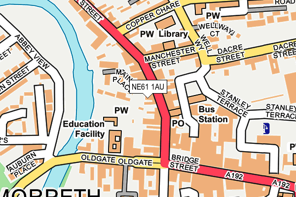 NE61 1AU map - OS OpenMap – Local (Ordnance Survey)