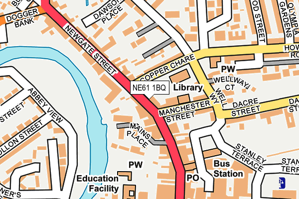 NE61 1BQ map - OS OpenMap – Local (Ordnance Survey)