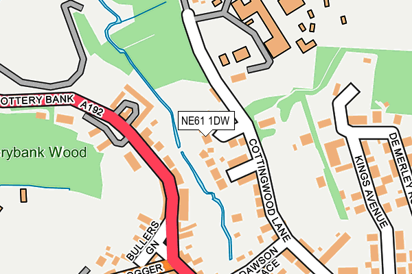 NE61 1DW map - OS OpenMap – Local (Ordnance Survey)