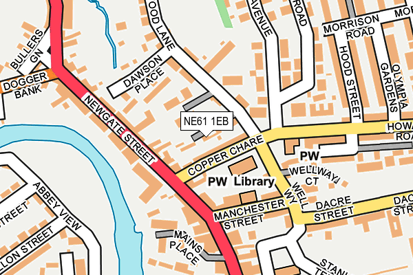 NE61 1EB map - OS OpenMap – Local (Ordnance Survey)