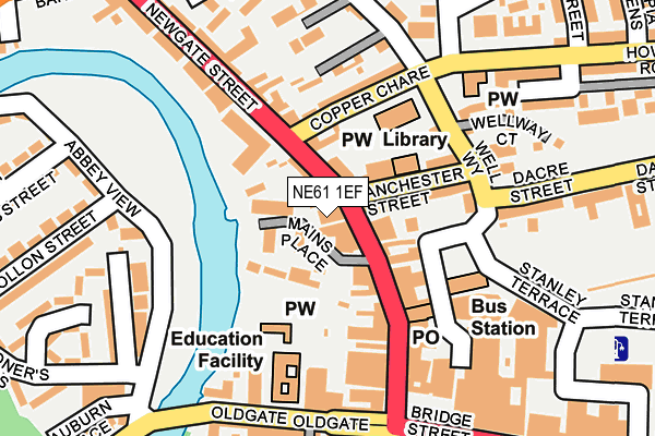 NE61 1EF map - OS OpenMap – Local (Ordnance Survey)