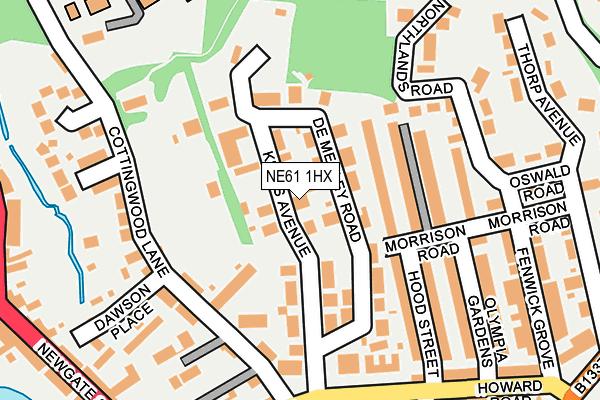 NE61 1HX map - OS OpenMap – Local (Ordnance Survey)