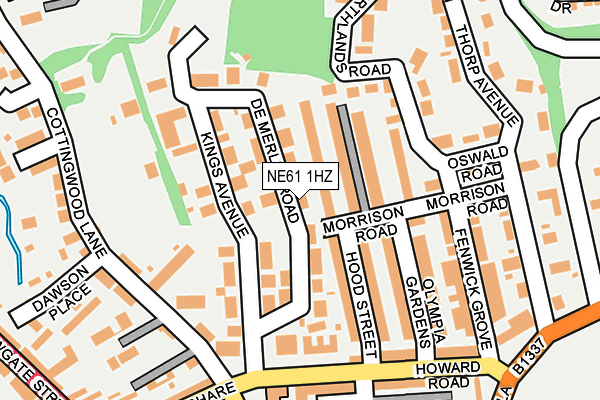 NE61 1HZ map - OS OpenMap – Local (Ordnance Survey)