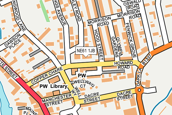 NE61 1JB map - OS OpenMap – Local (Ordnance Survey)