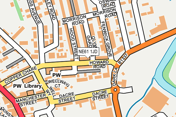 NE61 1JD map - OS OpenMap – Local (Ordnance Survey)