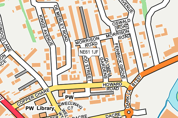 NE61 1JF map - OS OpenMap – Local (Ordnance Survey)