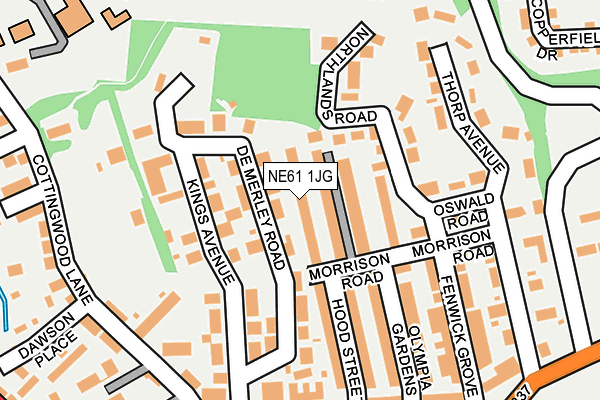 NE61 1JG map - OS OpenMap – Local (Ordnance Survey)
