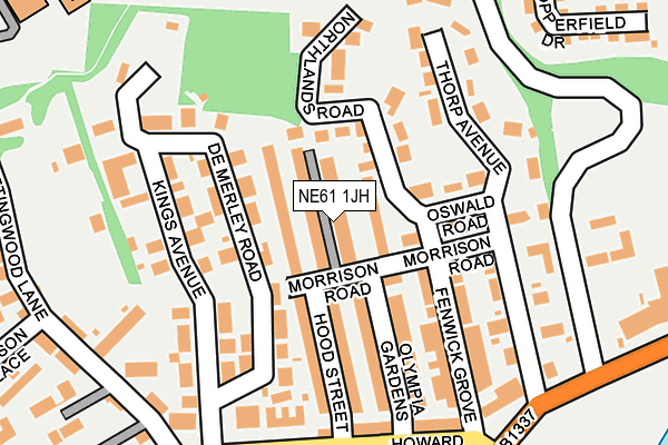 NE61 1JH map - OS OpenMap – Local (Ordnance Survey)
