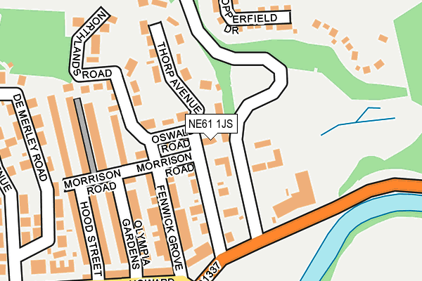 NE61 1JS map - OS OpenMap – Local (Ordnance Survey)