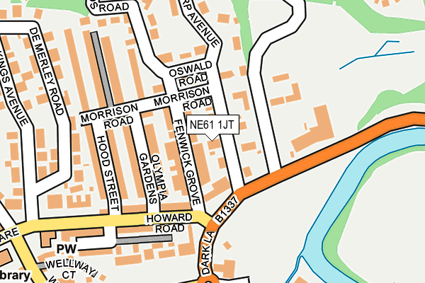 NE61 1JT map - OS OpenMap – Local (Ordnance Survey)